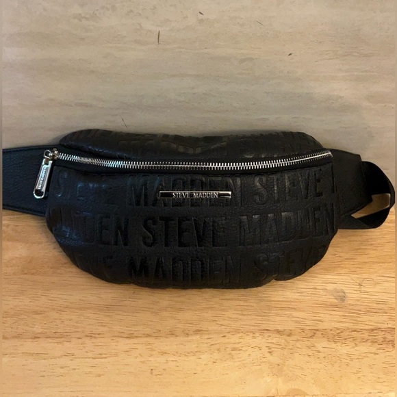 Steve Madden Handbags - Steve Madden Signature Hip Belt Bag Embossed Black